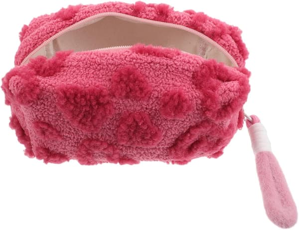 Fluffy hjerte kosmetikkveske stor reise sminkeveske