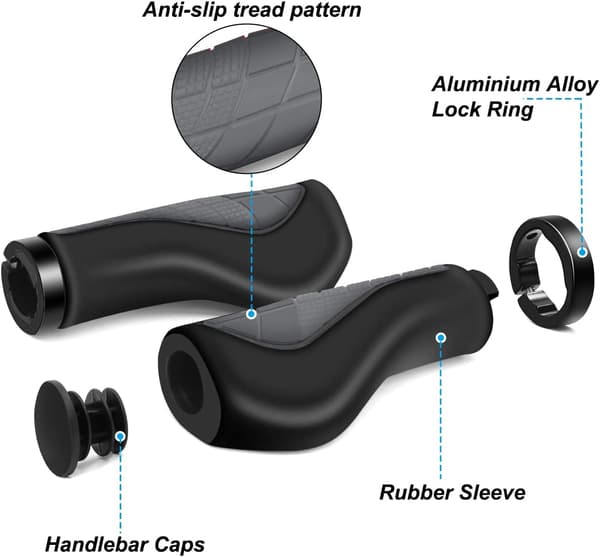 (22 mm) Non-slip rubber bicycle grips, ergonomic bicycle grips