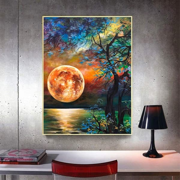 Måne diamantmaleri sæt - voksen 5D DIY diamantpunkt kunst fuld dia