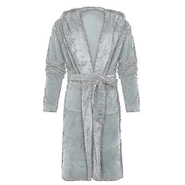 Vinter Fleece Badekåpe Dame Badekåpe Med Hette Fluffy Håndkle Teppe Badekåpe Grå