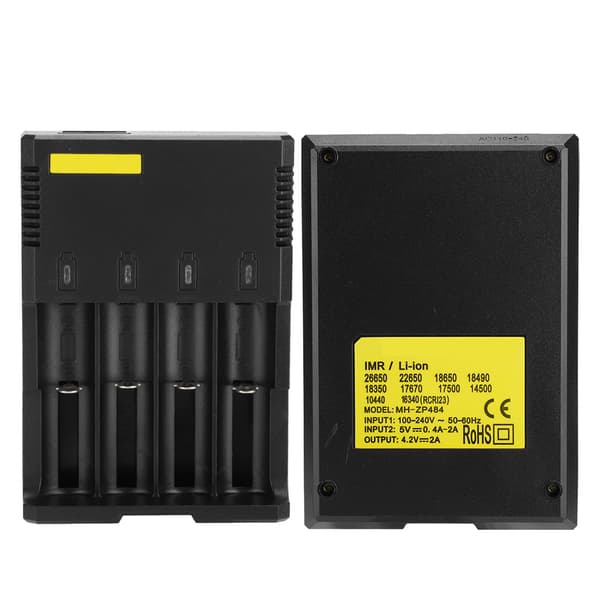 4-slot ABS Battery Charger with LED Display, Reverse Polarity Protection 100-240V US