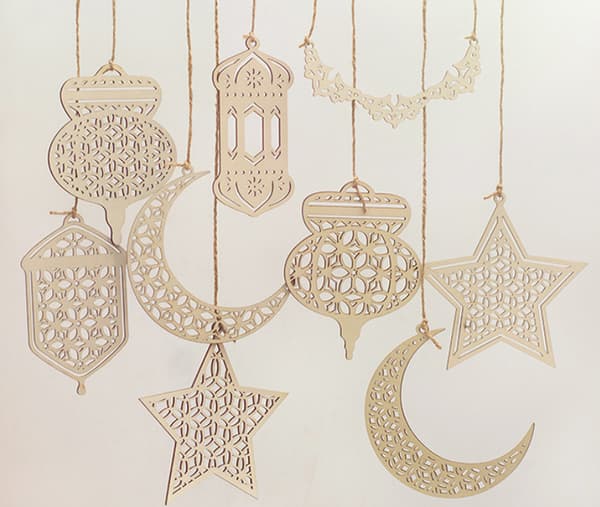 9 stk. tredekorasjoner hule dekorasjoner Ramadan Kare