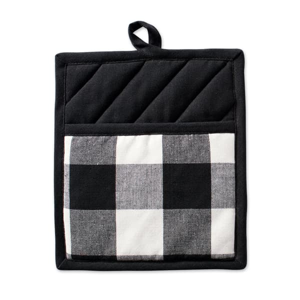 Buffalo Plaid Køkkenhåndklæder, Klassisk Bondegårdskøkken Sæt, Grydelapper, Sort og Hvid, Sæt med 2