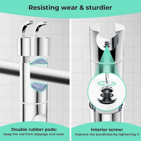 Brusehovedholder med 2 kroge til 20,5-23,5 mm brusehoveder, justerbart brusehovedbeslag til 16-27 mm glidestang