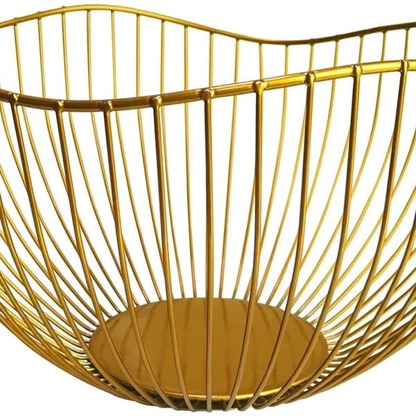 Gyllen fruktskål, metallfruktkurv, moderne fruktskål, stor jern en KLB