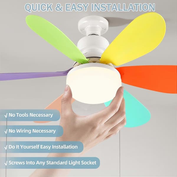 Ceiling Fan with Dimmable LED Lamp E27 Kids Ceiling Fan Lamp with Remote Control Silent 40W Small Lighting Fan