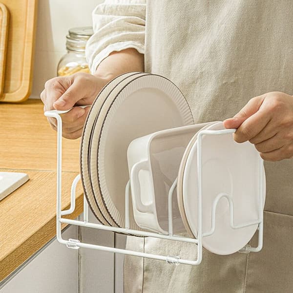 Cutting Board Storage Rack Cutting Board Holder Kitchen Countertop Pot Lid Vertical Storage Rack (Black)