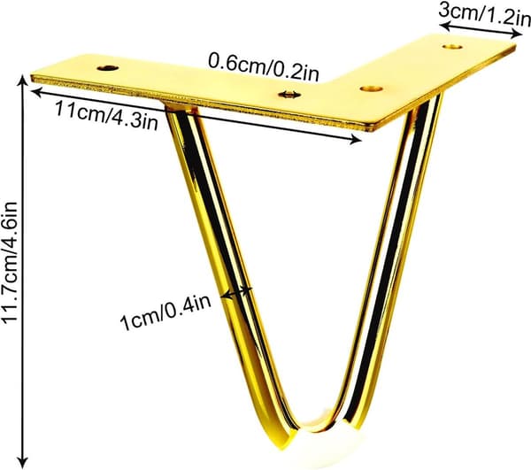 4 st möbelben - 10 cm (titaniumguld) - bordsdel - kraftig metallmöbel - med gummigolvskydd och skruvar