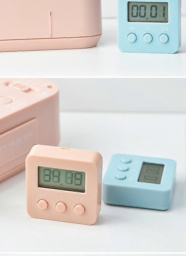 Digital Timer, 4-pak Mini Stopur med Høj Alarm, Nedtælling Optælling til 99.59 & LCD-Display Kort Timer til Køkken, Kontor, Sport Pink Pink