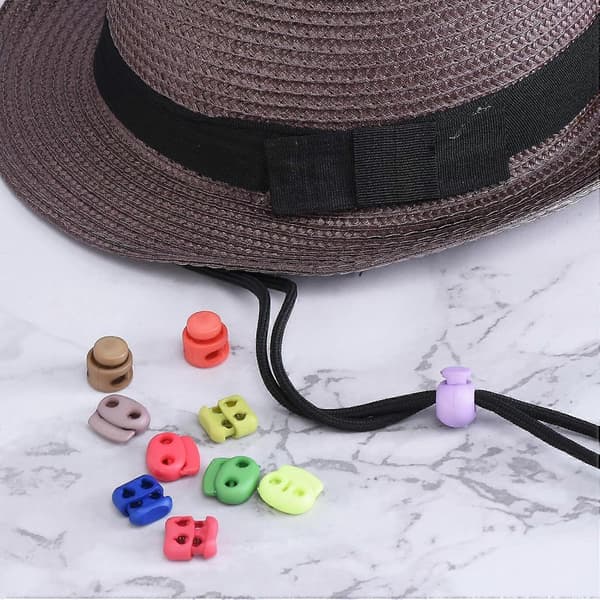 Snorlås Assorteret, 100-pak Runde Dobbelthul Fjeder Toggle Stopper 14mm til