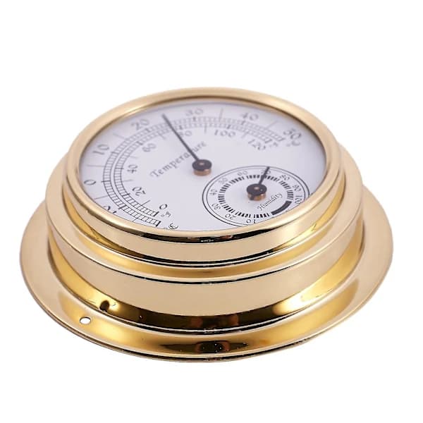 Termometer Hygrometer Barometer Ure Ur 2 Komplet Sæt Vejrstation Måler Guld