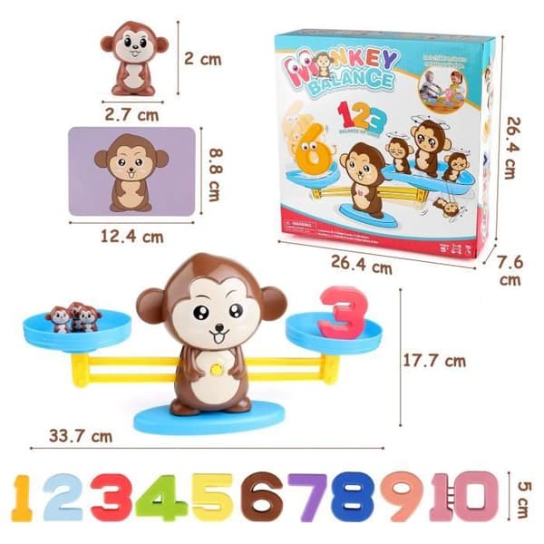Math Toy - Monkey Balance Number Blocks - Educational Toy - Colorful - Ages 3+