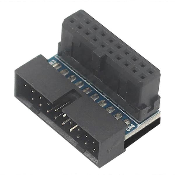 USB 3.0 -sovitin musta USB 3.0 20-nastainen uros-naaras L-kulmavirta-adapteri emolevy Dow