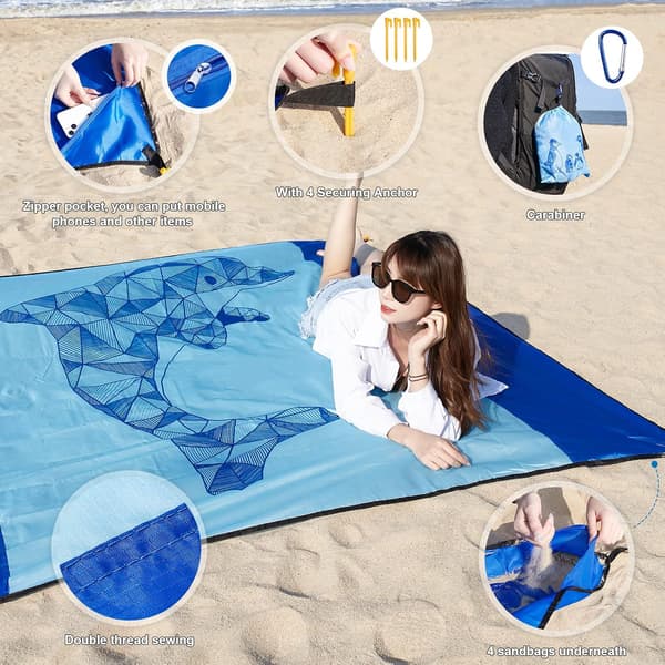 Sandfri strandmatte 240*140cm Strandhåndkle Vanntett Stor Strandmatte For Ferier Strender Camping Reiser
