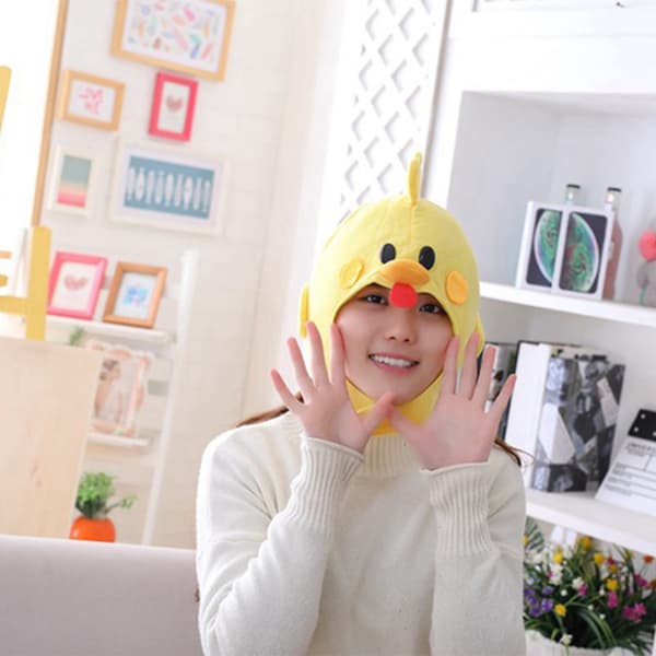 White Hat Comfortable Plush Cute Chicken Look Warm Hat for Shopping