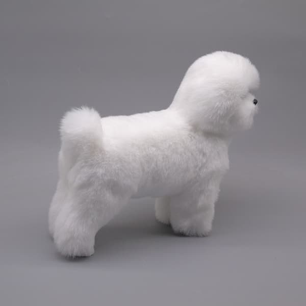 Simulerad Bichon Frisé Plyschleksak Gosedjur Realistisk Valphund Leksak (Vit, 29cm)
