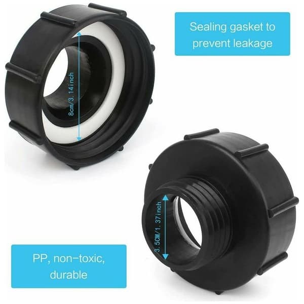 IBC-adapter S100x8 til S60x6 Reducer med PTFE-tape til 1000L tankhane, IBC-tankadapter til regnvandstankventil