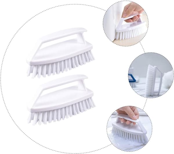 Rengöringsborste med grepp 2-pack i vit plast