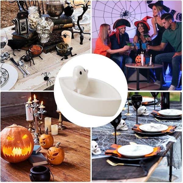 spøkelse-telys-lysestake Halloween-borddekorasjon i støvelform -