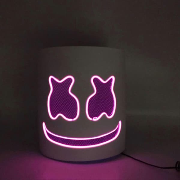 Lysende Maske Marshmallow DJ Musikk DIY Kreativ Lysende Hodeplagg Maskeradefest Karnevalsrekvisitter Hvit