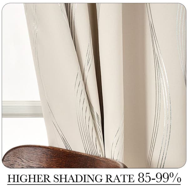 Extra Long Blackout Curtain, Wave Foil Pattern, Energy Saving White