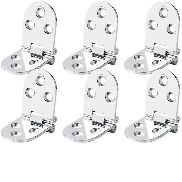 6-pack Flat Foldable Cabinet Door Tanble Hinge, Sewing Machine Table; Zinc Alloy Folding, with Screws, Silver-80*30mm
