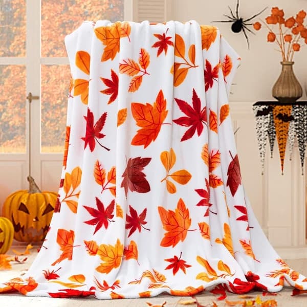 Efterårstæppe - Halloween Græskar Plys Uld Sofa Stol Picnic Indretning 127x152 cm Stil 2