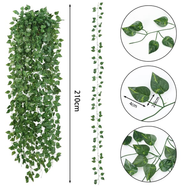 Artificial Greenery 72 Leaves Ivy Vine (12pcs/pack) - Soft and Flexible Decoration