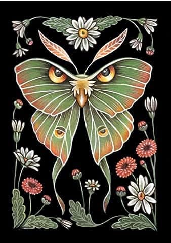 Diamantmaleri Kit til Voksne, 5D Luna Moth Diamantmaleri Fu