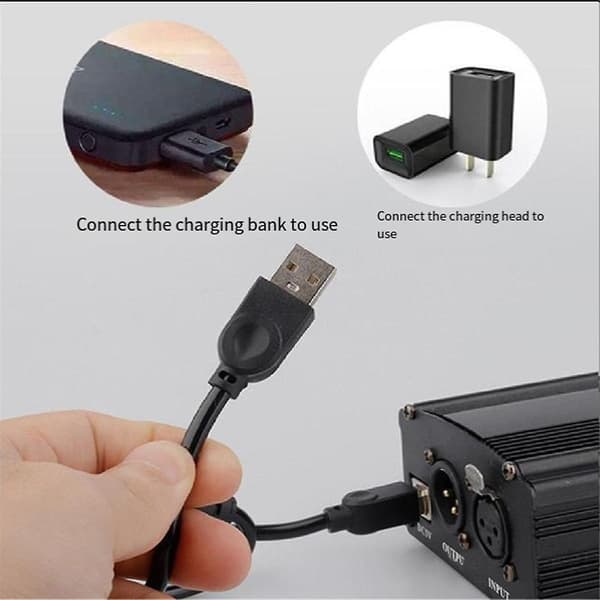 1-channel 48V Phantom Power with XLR 3-pin Microphone Cable for Condenser Microphone Music R