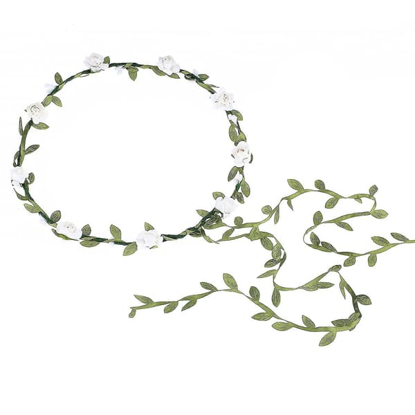 Boho Brud Tiara Blomsterkrans Tiara Hårbånd (hvid) 2 stk bd
