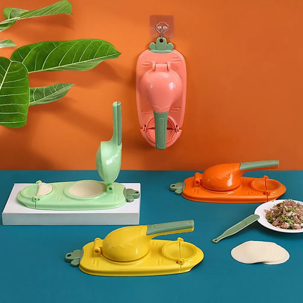 2-i-1 Dumplingform Trykk Dumpling Maker Manuell Deigpresse Dumpling Skin Form (Oransje) Den Nye