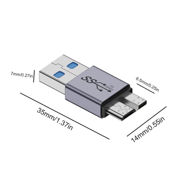 micro-USB-på-USB-3.0-adapter, USB-B-på-adapter bärbar extern C/micro B på A-kontakt - C/Micro B auf A-Stecker