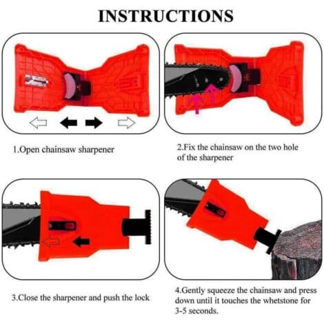 Chainsaw Chain Sharpener with 3 Sharpening Stones, Chainsaw Chain Sharpening Kit, Chainsaw Chain Sharpener, Chainsaw Chain Sharpener
