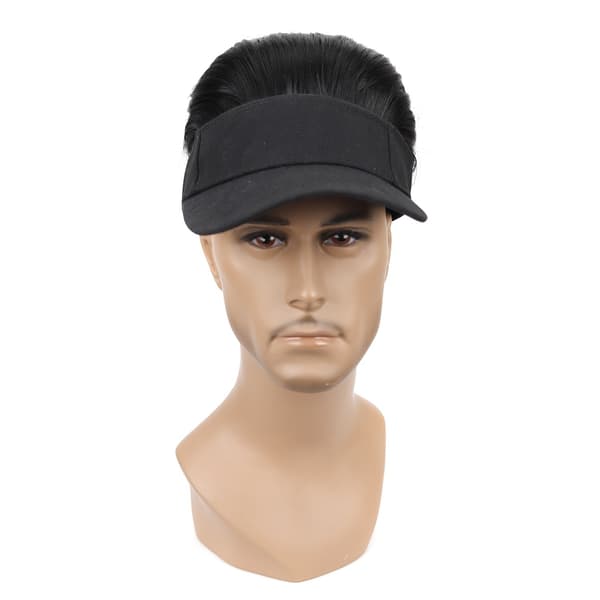 Herre Baseballkasket Paryk - Stilfuld Sort Parykhat for et Trendy Look