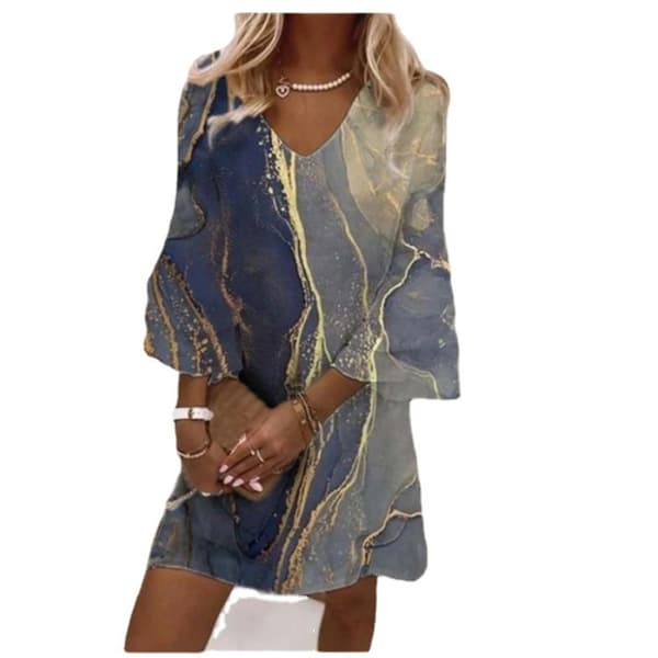 Damekjole med V-hals, blomstret, strand, uformell, sommer, B 2XL