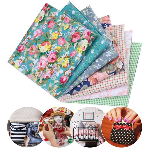 7 pcs Floral Cotton Fabric DIY Handmade Craft Sewing Print Rose Pattern 50x40cm