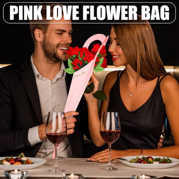 30 Blomsterbuketposer, Hjerteformede Æskeomslag til Indpakning, Valentinsdag