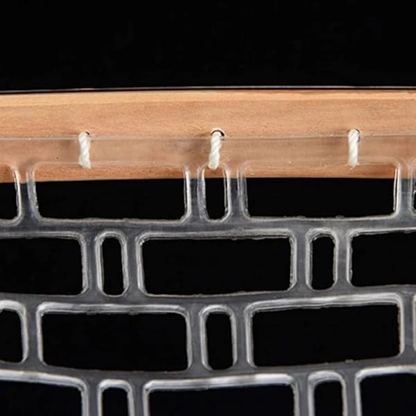 Landing Net with Wooden Handle, Rubber/Nylon Mesh