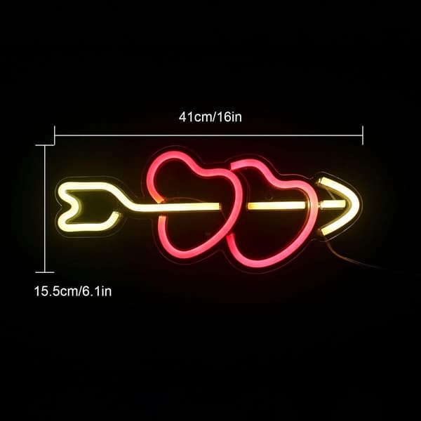 LED-neonvalot Amor, punainen sydän, neonseinä KLB