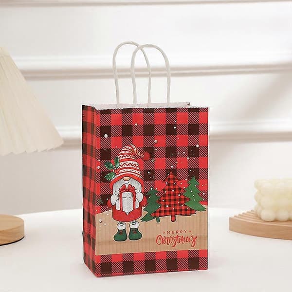 4 stilar, 12 stycken, julklappspåsar i kraftpapper, förpackningspåsar, presentpåsar, shoppingpåsar