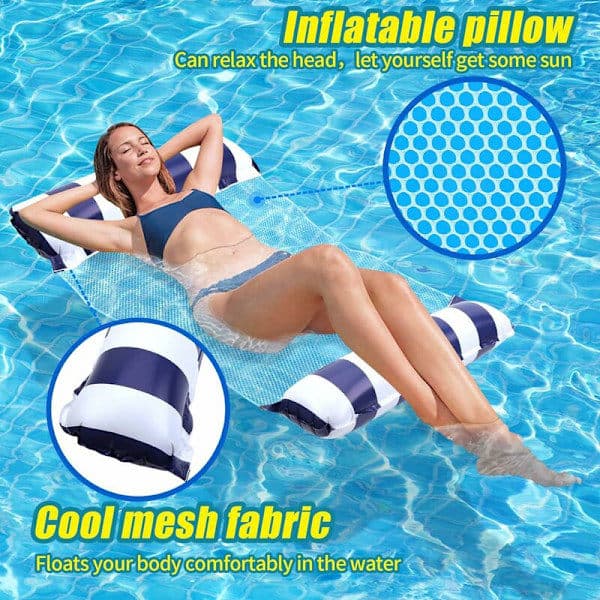 Adult Swimming Ring 2-pack, 4-in-1 Inflatable Pool Float, Inflatable Pool Hammock, Pool Mesh Mat, Swimming[co]