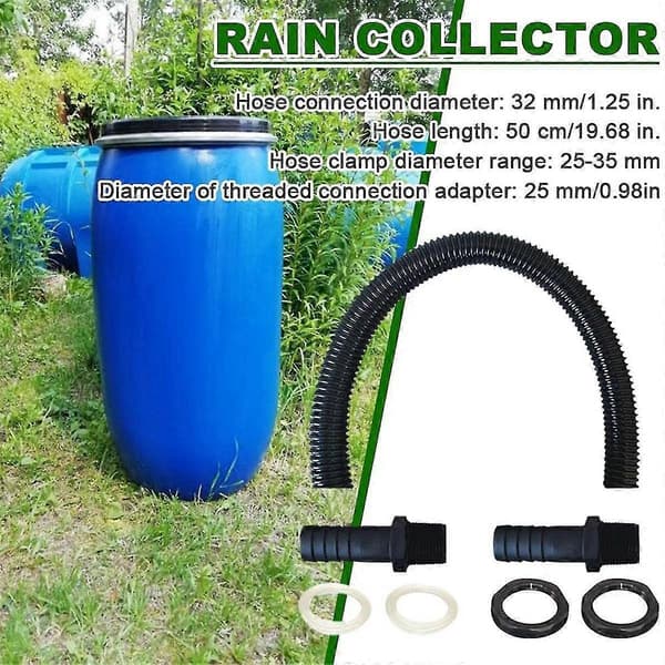 Rain barrel connection set Includes connection hose, rain barrel feed-through, rainwater collector, rain barrel