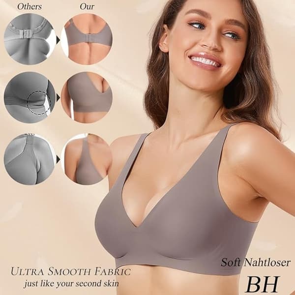 Seamless Wireless Bra with 3D Support, Soft Cup, Size L: All-Day Comfort and Support, Perfect Fit under T-shirts Gray Gray Gray