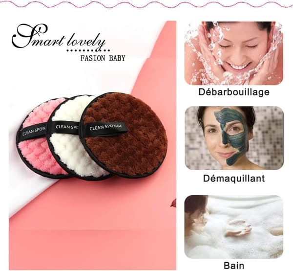 3 stk. rengøringspads vaskbar bomuld vaskbar svamp genanvendelig makeup