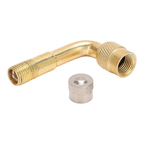 Brass Air Tire Extension Schrader Valve Adapter for Motorcycle, Bicycle and Scooter - 90 Degree Bend (Quantity: 1)