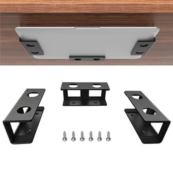 3-pack Laptopställ för under skrivbordet, passar under bord, svart bricka