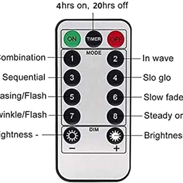 10M 100 LED lyslenke med fjernkontroll og timer 8 moduser dimbar batteri KLB