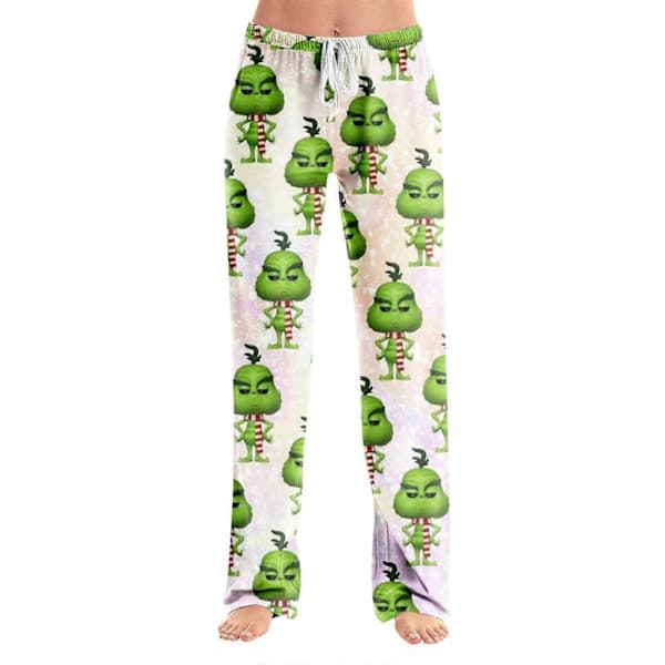 Grinch Pyjamasbukser til kvinder, afslappede yogabukser med snøre og elastisk talje, løs pasform, lige, dybrøde S Dybrød-FX- Dybrød S Deep Red S Deep Red S