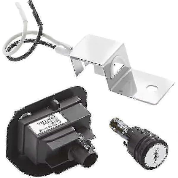 Gas Grill Ignition Kit Replacement for Weber Q1200 Q2200, Electronic 2-Output Igniter with Electrode and Cable, Silver
